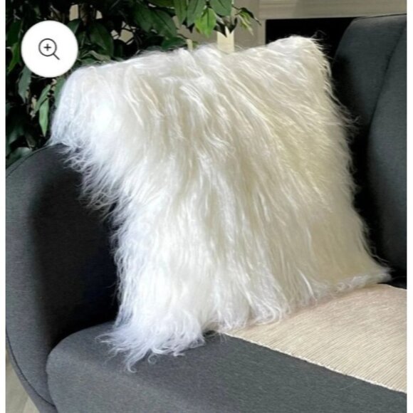Mongolian Lamb Fur Pillow Cover Genuine Sheepskin FluffyFluffy White CushionCase - Picture 11 of 11